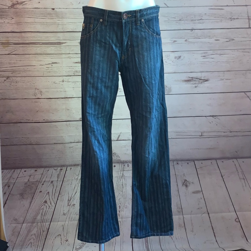 Alberto Vintage Striped Pattern Denim Jeans Size 48